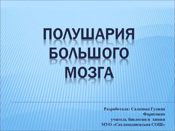 Разработала: Салахова Гулина Фаритовна