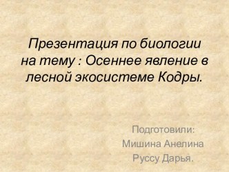 Осеннее явление в лесной экосистеме Кодры