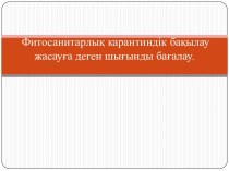 Фитосанитарлық карантиндік бақылау жасауға деген шығынды бағалау