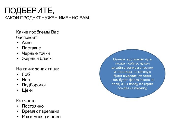 Какие проблемы Вас беспокоят:АкнеПостакнеЧерные точкиЖирный блескНа каких зонах лица:ЛобНосПодбородокЩекиКак частоПостоянноВремя от времениРаз