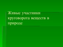 Живые участники круговорота веществ в природе