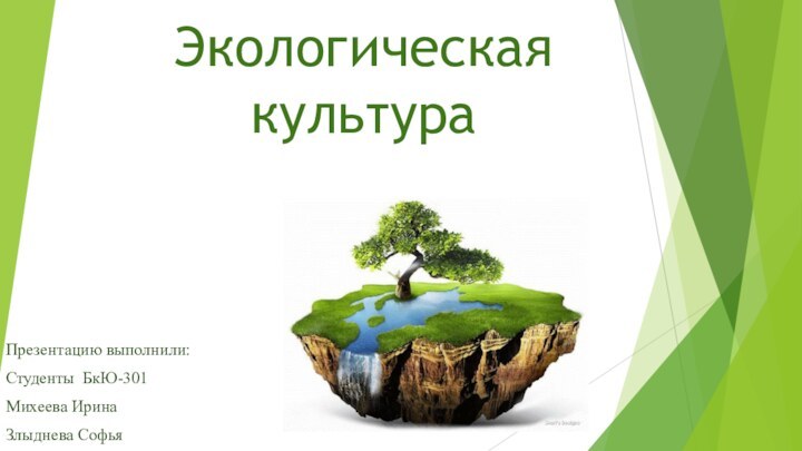 Экологическая культураПрезентацию выполнили:Студенты БкЮ-301Михеева ИринаЗлыднева Софья