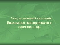 Уход за песочной системой. Вожможные неисправности и действия