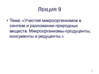 Участие микроорганизмов в синтезе и разложении природных веществ. Микроорганизмы-продуценты, консументы и редуценты