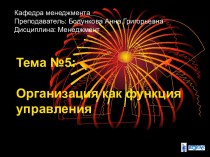 Организация, как функция управления. (Тема 5)