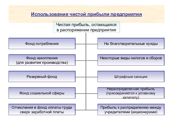 Использование чистой прибыли предприятия