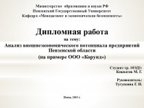 Анализ внешнеэкономического потенциала предприятий Пензенской области (на примере ООО Корунд)