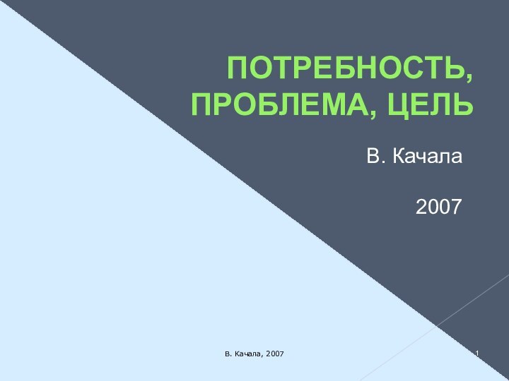 В. Качала, 2007ПОТРЕБНОСТЬ, ПРОБЛЕМА, ЦЕЛЬВ. Качала2007