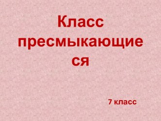 Класс Пресмыкающиеся, или рептилии