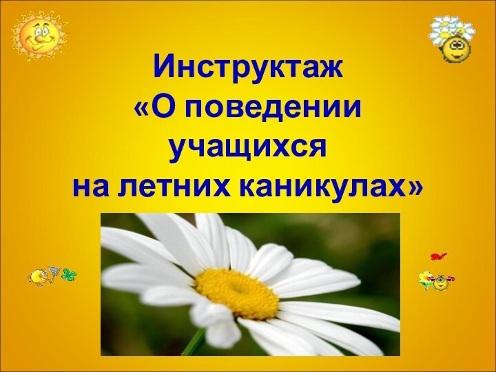 Инструктаж  «О поведении учащихся  на летних каникулах»