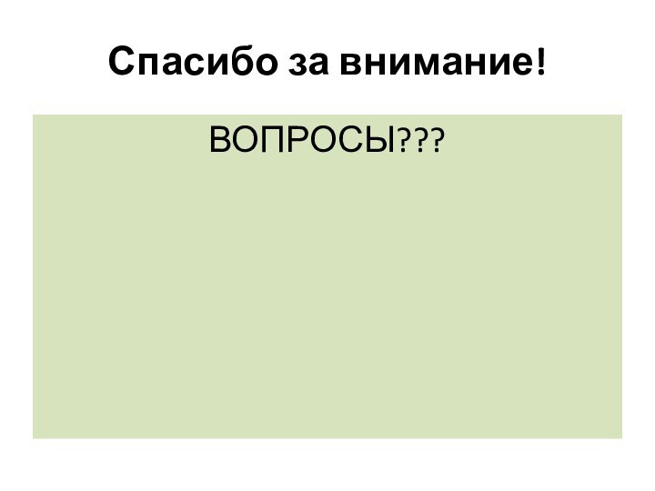 Спасибо за внимание!ВОПРОСЫ???