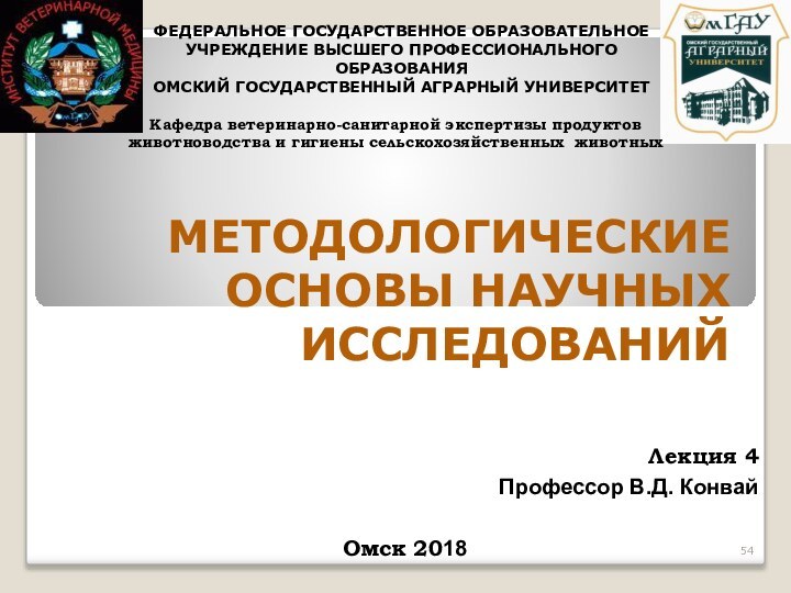 МЕТОДОЛОГИЧЕСКИЕ ОСНОВЫ НАУЧНЫХ ИССЛЕДОВАНИЙФЕДЕРАЛЬНОЕ ГОСУДАРСТВЕННОЕ ОБРАЗОВАТЕЛЬНОЕ УЧРЕЖДЕНИЕ ВЫСШЕГО ПРОФЕССИОНАЛЬНОГО ОБРАЗОВАНИЯ  ОМСКИЙ