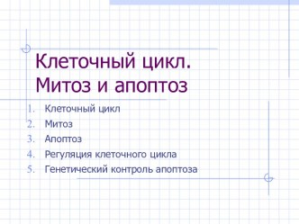 Клеточный цикл. Митоз и апоптоз