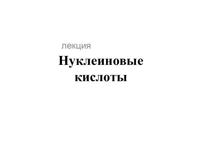 Нуклеиновые кислотылекция