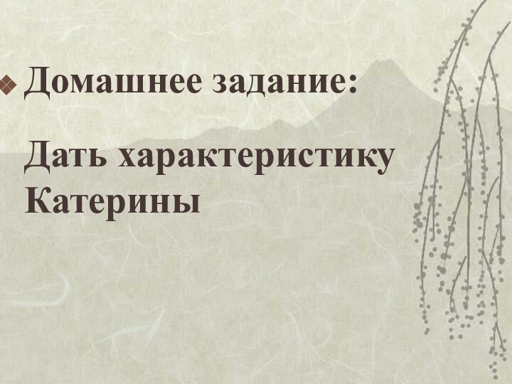 Домашнее задание: Дать характеристику Катерины