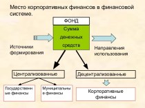 Место корпоративных финансов в финансовой системе