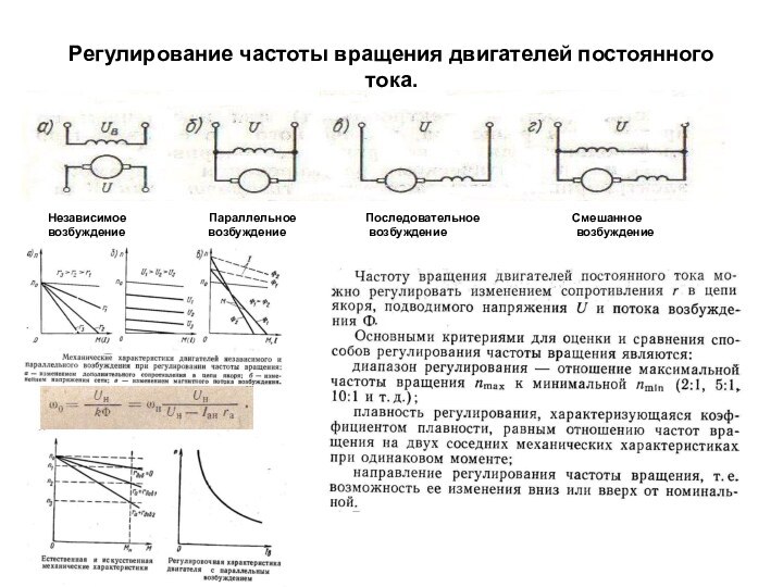 Регулирование частоты вращения двигателей постоянного тока.Независимое