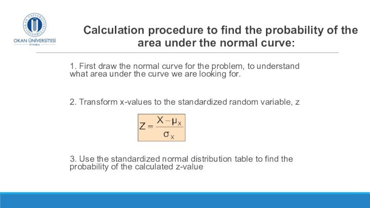 Calculation procedure to find the probability of the