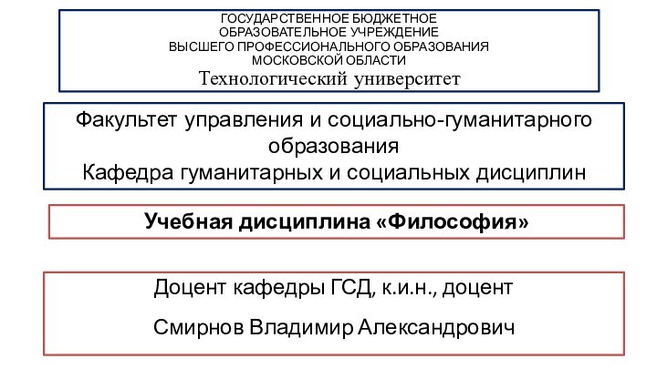 ГОСУДАРСТВЕННОЕ БЮДЖЕТНОЕ ОБРАЗОВАТЕЛЬНОЕ УЧРЕЖДЕНИЕ  ВЫСШЕГО ПРОФЕССИОНАЛЬНОГО ОБРАЗОВАНИЯ  МОСКОВСКОЙ ОБЛАСТИТехнологический