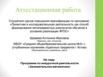 Аттестационная работа. Программа по внеурочной деятельности Занимательная математика