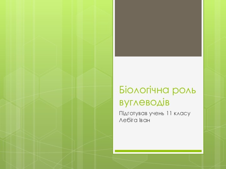 Біологічна роль вуглеводівПідготував учень 11 класу Лебіга Іван