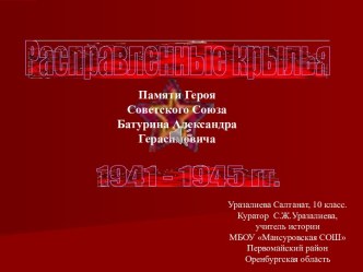 Расправленные крылья. Памяти Героя Советского Союза Батурина Александра Герасимовича