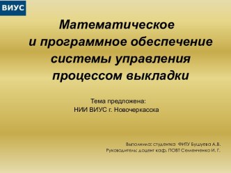 Математическое и программное обеспечение системы управления процессом выкладки