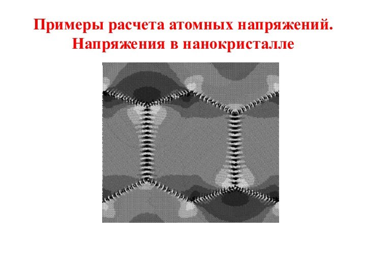 Примеры расчета атомных напряжений. Напряжения в нанокристалле