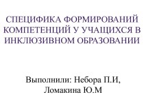 Специфика формирований компетенций у учащихся в инклюзивном образовании