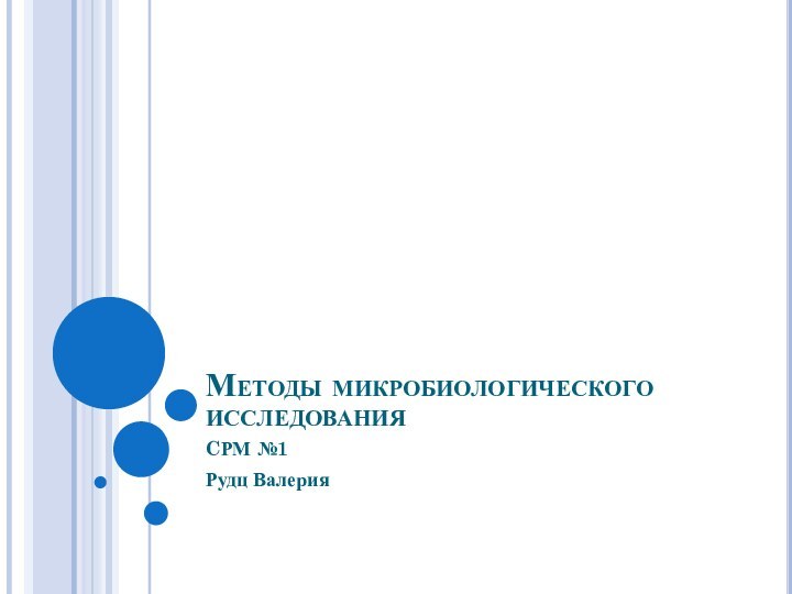 Методы микробиологического исследованияCРМ №1Рудц Валерия