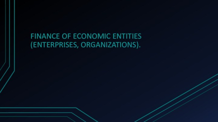 FINANCE OF ECONOMIC ENTITIES (ENTERPRISES, ORGANIZATIONS).