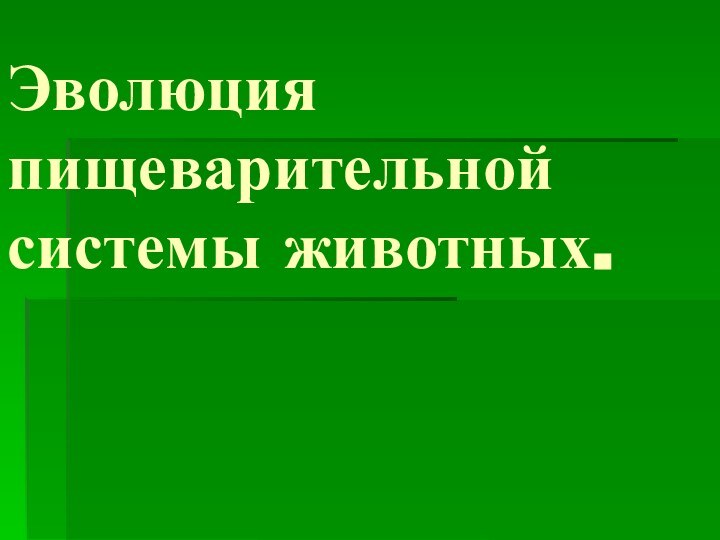 Эволюция пищеварительной системы животных.