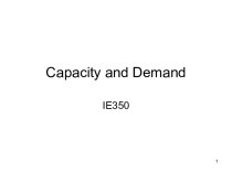 Capacity and Demand (Lecture # 10)