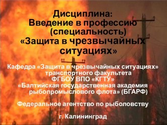 Содержание профиля бакалавриата Защита в чрезвычайных ситуациях основной образовательной программы