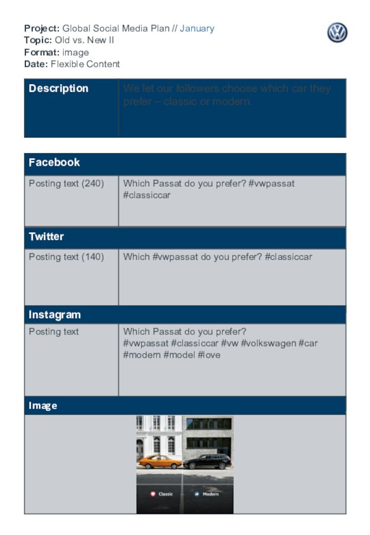 Project: Global Social Media Plan // January Topic: Old vs. New II