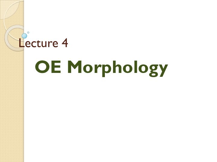 Lecture 4OE Morphology