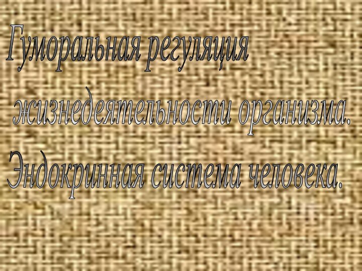 Гуморальная регуляция   жизнедеятельности организма.  Эндокринная система человека.