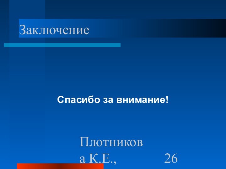 Плотникова К.Е., ACMЗаключениеСпасибо за внимание!