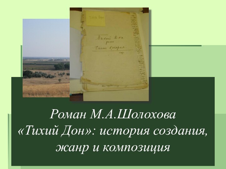 Роман М.А.Шолохова «Тихий Дон»: история создания, жанр и композиция