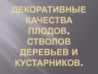 Декоративные качества плодов, стволов деревьев и кустарников