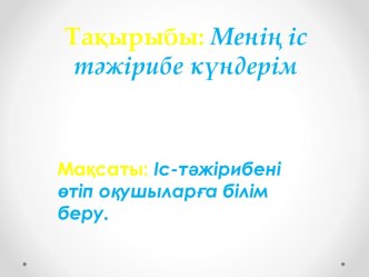 Менің іс тәжірибе күндерім