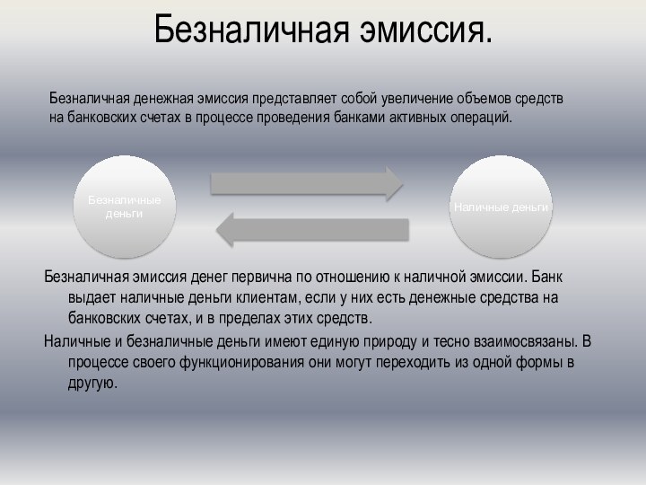 Безналичная эмиссия. Безналичная эмиссия денег первична по отношению к наличной эмиссии. Банк