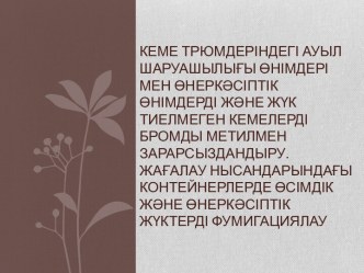 Жағалау нысандарындағы контейнерлерде өсімдік және өнеркәсіптік жүктерді фумигациялау