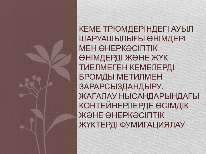 КЕМЕ ТРЮМДЕРІНДЕГІ АУЫЛ ШАРУАШЫЛЫҒЫ ӨНІМДЕРІ МЕН ӨНЕРКӘСІПТІК ӨНІМДЕРДІ ЖӘНЕ ЖҮК ТИЕЛМЕГЕН КЕМЕЛЕРДІ