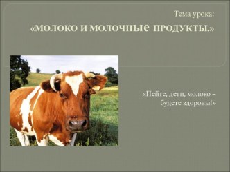 Молоко и молочные продукты