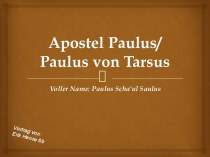 Apostel Paulus/ Paulus von Tarsus
