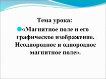 Магнитное поле и его графическое изображение. (Урок 39)