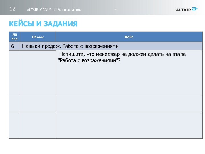 *ALTAIR GROUP. Кейсы и задания.КЕЙСЫ И ЗАДАНИЯ
