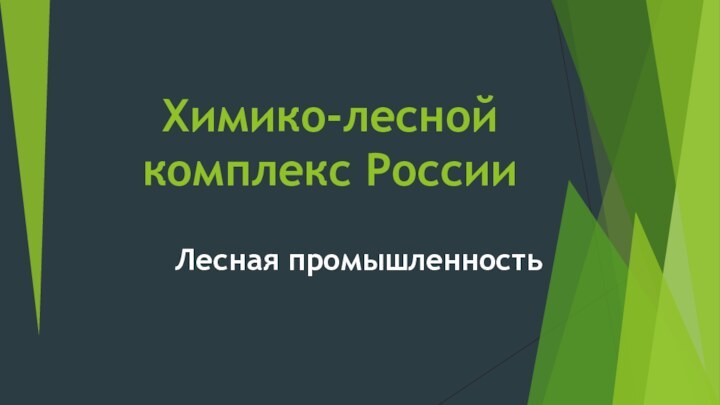 Химико-лесной комплекс РоссииЛесная промышленность