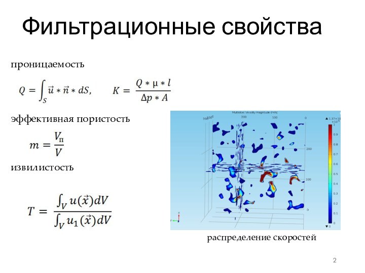 Фильтрационные свойствапроницаемостьэффективная пористость извилистостьраспределение скоростей